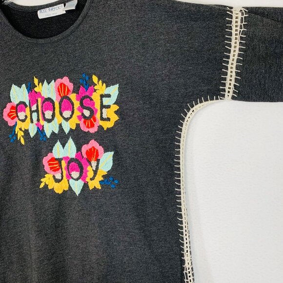 Bleu Bayou Crewel Embroidered Sweater Size S Floral Long Sleeve Blanket Stitch - Picture 8 of 16